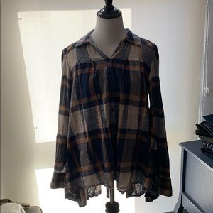 Free People long sleeve plaid blouse